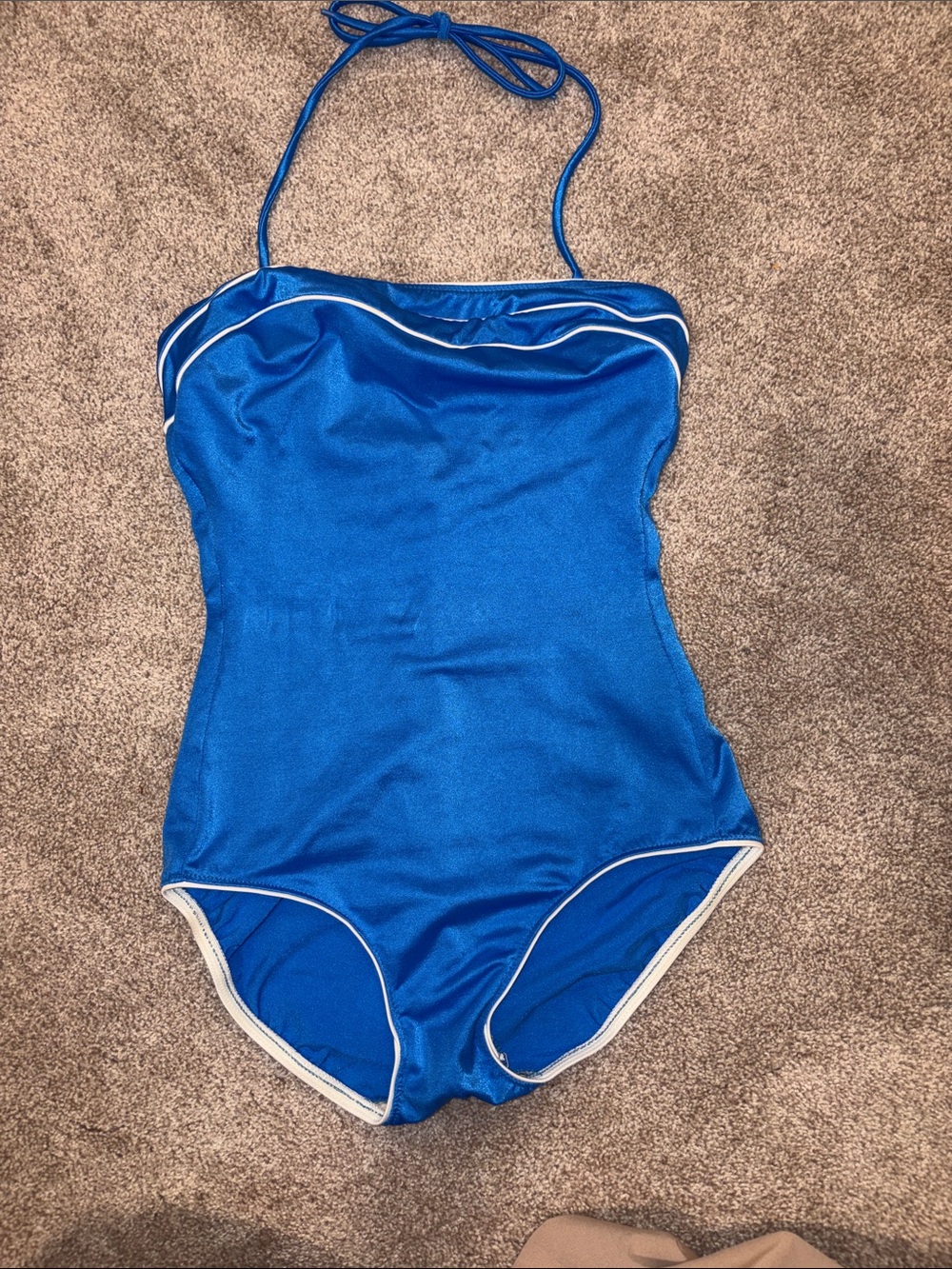 Vintage Robby Len Fashions Blue One Piece Swimsuit Size 11/12